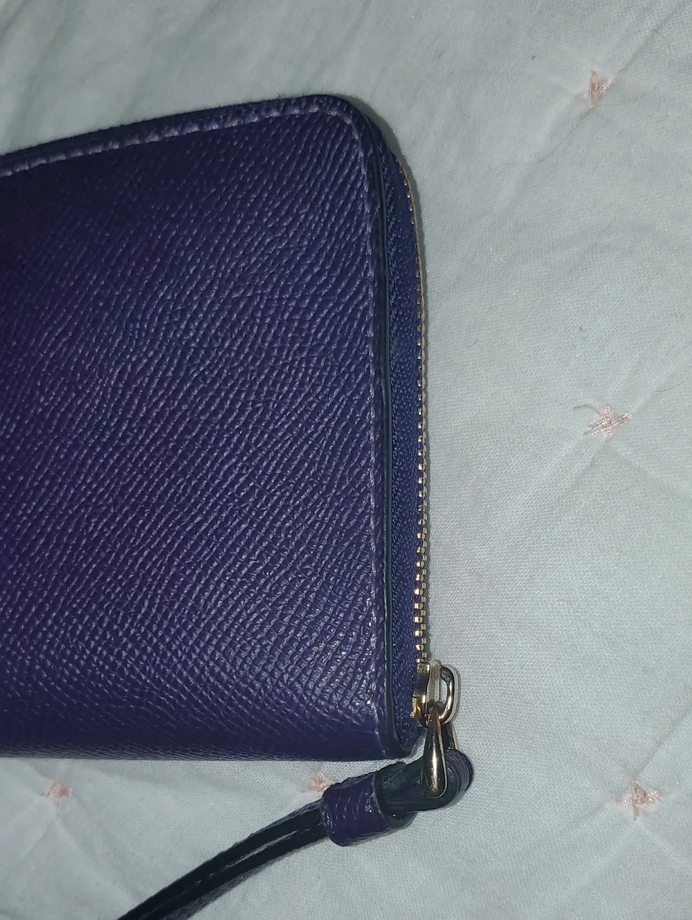 COACH MIDNIGHT BLUE / DARK PURPLE ZIP AROUND WALLET NWOT